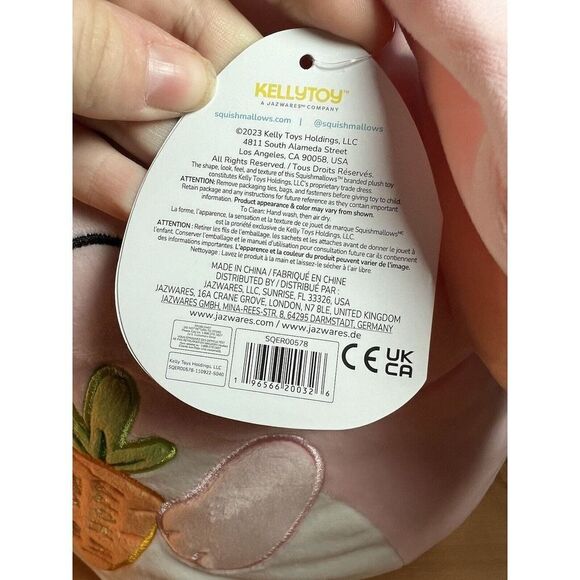 Squishmallow Bop Pink Bunny Rabbit Don't Worry Be Hoppy Easter Carrot - Picture 4 of 7